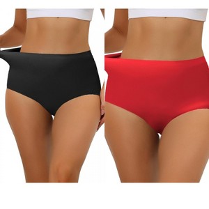 Allegra K Women's Elastic High Waist Unlined Breathable No-Show Hipster Underwear 2 Packs - 1 of 4