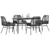 vidaXL Patio Dining Set with Cushions Outdoor Dining Furniture Poly Rattan Glass - Black 55.1" x 27.6" x 29.1" 4 Piece - 2 of 4