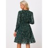 Allegra K Women's Metallic Star Split Neck Button-Up Smocked Chiffon Dresses - 3 of 4