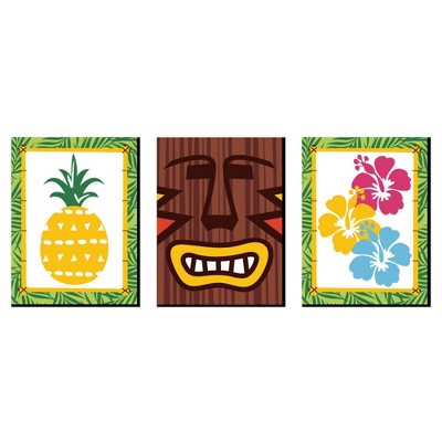 Big Dot of Happiness Tiki Luau - Nursery Wall Art, Kids Room Decor and Tropical Hawaiian Home Decorations - 7.5 x 10 inches - Set of 3 Prints