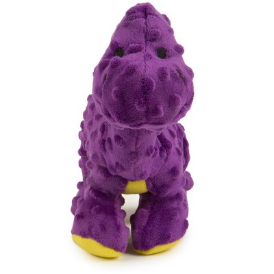 goDog Dinos Bruto Squeaky Plush Dog Toy, Chew Guard Technology,  Purple, Large