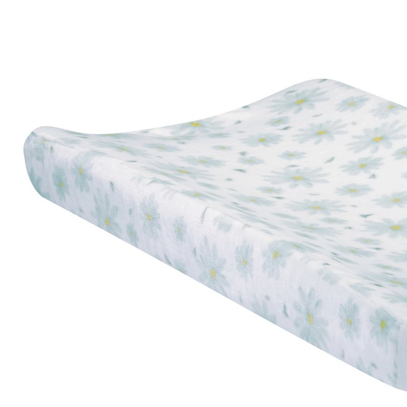 Lambs & Ivy Sweet Daisy White/Blue Flowers Changing Pad Cover, 3 of 6