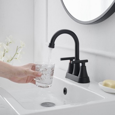 Matte Black Stainless Steel 2-Handle High-Arc Bathroom Faucet