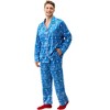 Adult Christmas Pajamas Set – Men’s Silk Satin Long Sleeve Button Top & Pants with Pockets (L, Blue) - 2 of 3