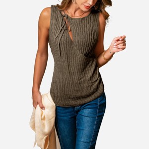 Women's Chic Ribbed Knit Tank Top with Lace-Up Front - Cupshe - 1 of 4