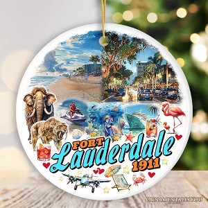 Artistic Fort Lauderdale Watercolor Ornament, Tropical Florida Vacation Beaches and Nature Souvenir| OrnamentallyYou - 1 of 4