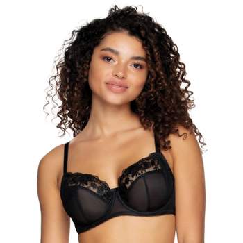 Paramour by Felina  Delightful Seamless Breathable Lace Contour Bra  (Black, 32G) 