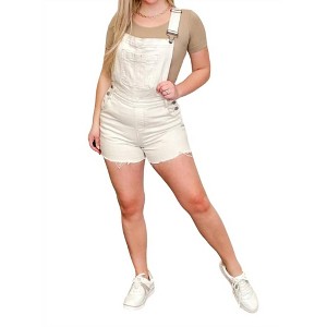 Women's Distressed Denim Overall Shorts - Judy Blue - 1 of 4