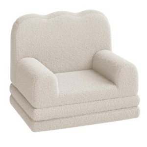 Kids Couch, 2-in-1 Convertible Teddy Fleece Fabric Toddler Sofa Chair, Soft Fold Out Couch Lounge for Kids for Birthday Gift - 1 of 1