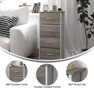 Harris White Cast Iron Frame 4-Drawer Light Gray Fabric Dresser