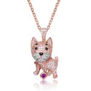 Guili Sterling Silver Rhodium and 18K Gold Plated Enamel and Cubic Zirconia Cat Pendant, a Unique and Elegant Jewelry Design for Cat Lovers - 1 of 3