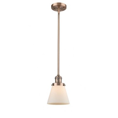 Cone - 1 Light Stem Hung Mini Pendant In Industrial Style-8 Inches Tall and 6 Inches Wide