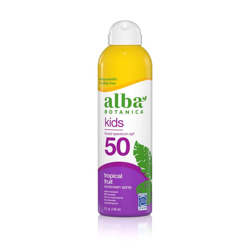 Alba Botanica Kids&#39; Tropical Fruit Sunscreen Spray - SPF 50 - 5oz, 1 of 7