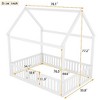 CAVINAS Twin Size Bed Frame, Wood House Bed with Fence and Door for Children, Floor Platform Bed - 3 of 4