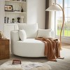 1pc Oversized Swivel Lounge Chair, Chenille Upholstered Barrel Seat with Removable Pillows, No Legs Needed - Coolbibila - 2 of 4
