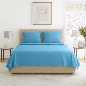 Hastings Home 4-pc Brushed Microfiber Sheet Set With 1 Fitted Sheet, 1 Flat Sheet, and 2 Pillowcases - Queen Size, Blue - 1 of 4