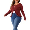 Agnes Orinda Women's Plus Size Long Sleeve Button Ruffle Open Front Knit Cardigan - 2 of 4