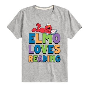 Boys' - Sesame Street - Elmo Loves Reading Short Sleeve Graphic T-Shirt - 1 of 4