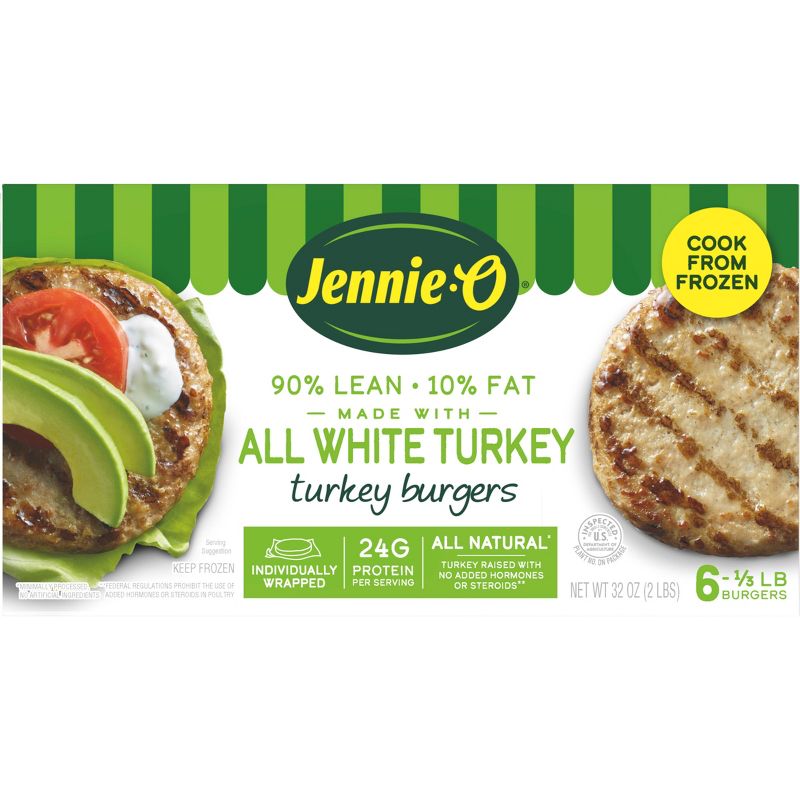Jennie-O All-Natural White Turkey Burgers - Frozen - 32oz/6ct, 1 of 13