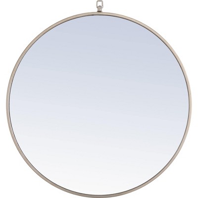 Elegant Lighting Metal frame Round Mirror with decorative hook 28 inch Silver finish