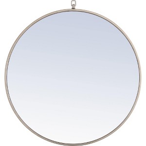 Elegant Lighting Metal frame Round Mirror with decorative hook 28 inch Silver finish - 1 of 4