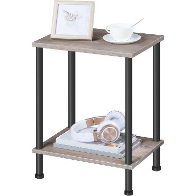 End Table, Small Side Table, Nightstand with 2-Layer Storage Shelves, Stable Frame, Easy Assembly