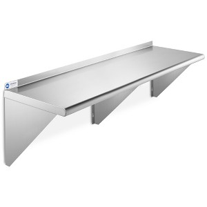 GRIDMANN 18" Deep Stainless Steel Kitchen Wall Mount Shelves with Backsplash - NSF Certified - 1 of 4