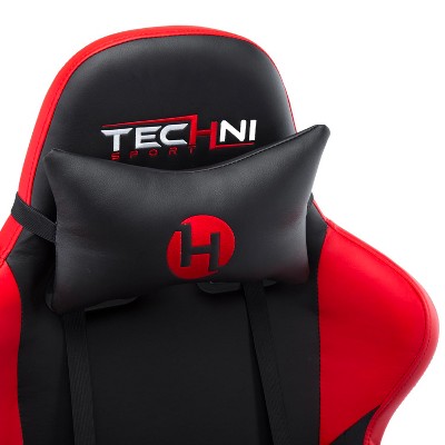 Red and Black Ergonomic PU Leather Gaming Chair with Lumbar Support