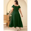 YESFASHION Plus Size Women Boho Maxi Dress Short Sleeves High Waist Ruffle Design Casual Summer Dress with Pockets - 4 of 4