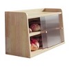 Wooden Breadbox, Double Tabletop Shelf, Countertop Organizer, Food Storage Cabinet With Sliding Doors - 3 of 4