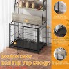 Indoor 57 Inch Dog Crate Furniture for Large & Medium Dogs, Wooden Dog Kennel with Storage Shelves, Removable Tray & Adjustable Feeding Bowls - 4 of 4