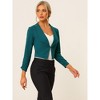 INSPIRE CHIC Women's Regular Fit Notched Lapel Ruched Sleeve Business Crop Blazer - 2 of 4
