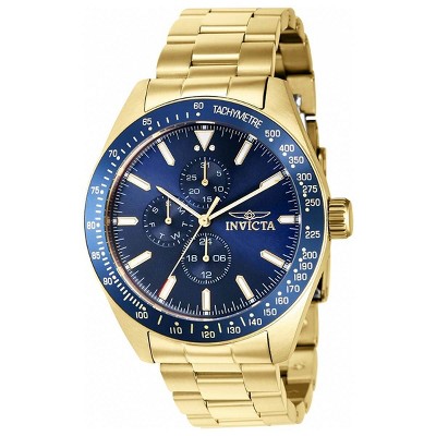 Invicta 38967 Men's Aviator Blue Bezel Yellow Gold Bracelet Watch