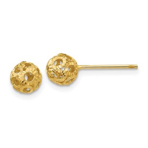 Black Bow Jewelry 5mm Diamond Cut Open Ball Post Earrings in 14k Yellow Gold - 1 of 4