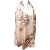 Wrapables Luxurious 100% Charmeuse Silk Long Scarf with Hand Rolled Edges, Pink Flora - 2 of 4