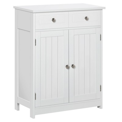 Storage Cabinet With Double Doors – Freestanding Kitchen, Laundry Room, Or  Restroom Organizer With Cupboard And Open Shelf By Lavish Home (white) :  Target