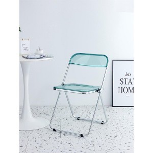 Transparent Folding Chair Chair Pc Plastic Living Room Seat - 1 of 4
