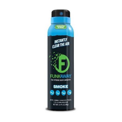 FunkAway Smoke Spray: Aerosol Smoke Odor Remover for Cars, Teakwood Scent, Flammable, Black & Blue