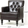Tufted Diamond Stitch Club Chair with Nailhead Trim, Turned Birch Wood Legs and Contemporary Comfortable Design - 2 of 4