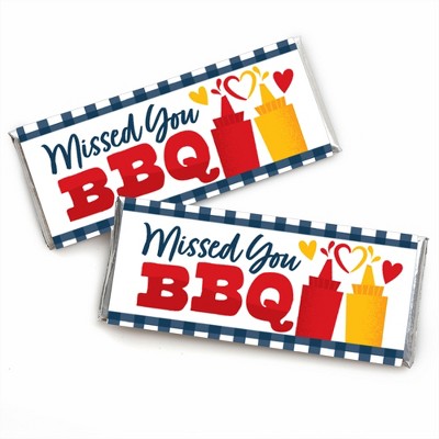 Big Dot of Happiness Missed You BBQ - Candy Bar Wrapper Backyard Summer Picnic Party Favors - Set of 24