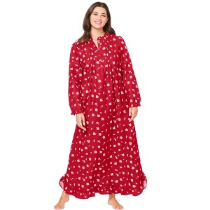 Only Necessities Women's Plus Size Long Flannel Nightgown - 1 of 4