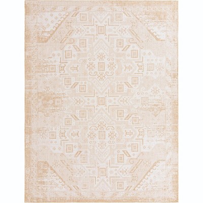 Natural Brown 9' x 12' Synthetic Flat Woven Outdoor Rug