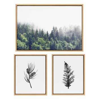 Kate & Laurel All Things Decor (Set of 3) Sylvie Lush Green Forest on a Foggy Day and Vintage Botanical 3 and 4 Wall Art by Various Artists