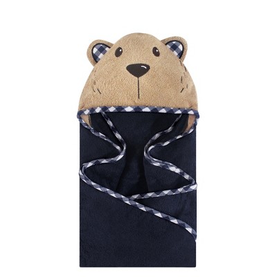  Hudson Baby Infant Boy Cotton Animal Face Hooded Towel, Plaid Bear, One Size 