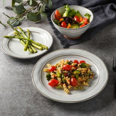 Gibson Elite Gray and Terracotta Ceramic Dinnerware Set, Service for 4