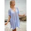 Clearlove Women's Plus Size Crochet Bikini Coverup Summer Short Sleeve V Neck Bikini Beach Dress - 3 of 4