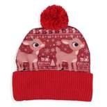 Rudolph The Red-Nosed Reindeer Cuffed Pom Beanie Hat Red