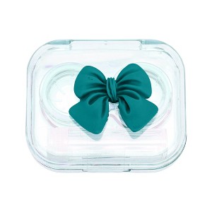 Unique Bargains Integrated Bow Contact Lens Case Green 1 Set - 1 of 4