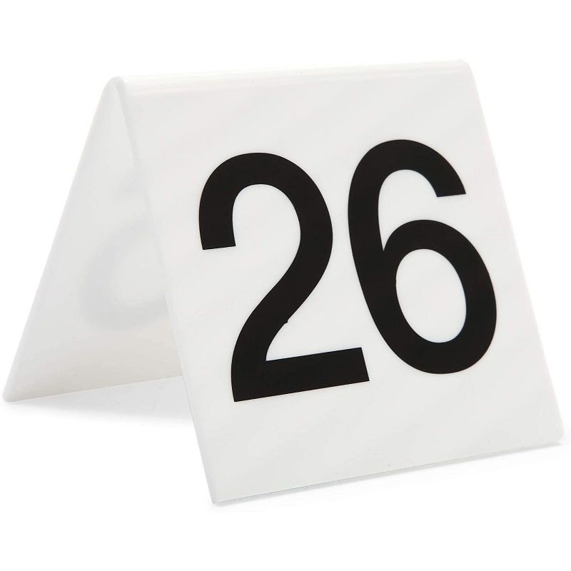 Juvale Set of 25 Acrylic Table Numbers for Wedding, Plastic Tent Cards Numbered 26-50 for Restaurants, Banquets, Receptions, 3 x 2.75 x 2.5 In, 3 of 4