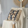 16" Handwoven Cotton & Silk Throw Fringed Pillow Cover Embossed Zig Zag & Crossed Lines Design, Insert Included - 3 of 4